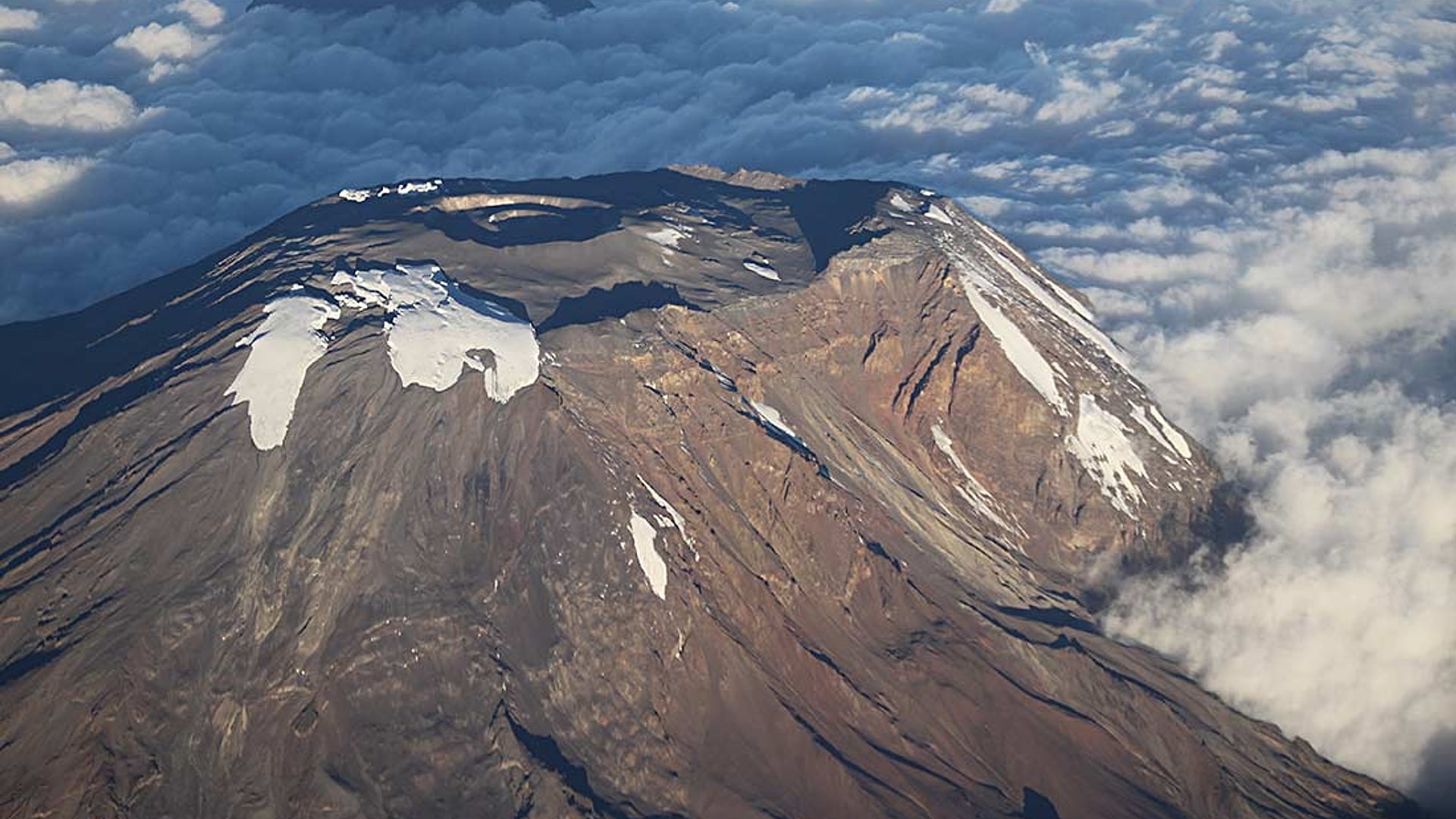 Summit view above the clouds on Mount Kilimanjaro